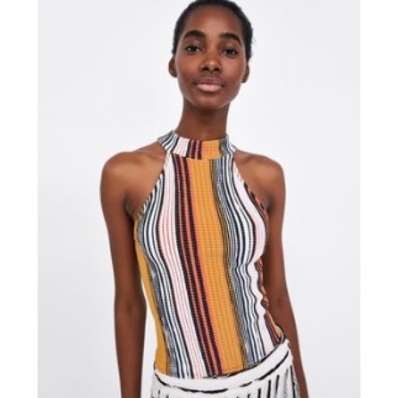 Zara Multi-Color Stripe Halter Top - Picture 1 of 4